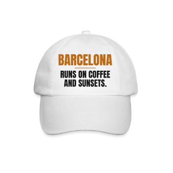 Barcelona lebt von Kaffee und Sonnenuntergängen - Baseballkappe - Weiß/Weiß - Vorne