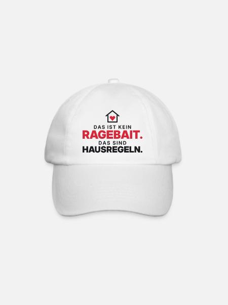 Kein Ragebait – Hausregeln - Baseballkappe - Weiß/Weiß