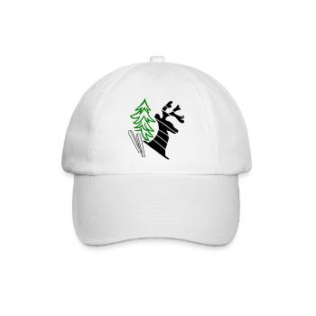 Grüner Tannenbaum mit Elch - Baseballkappe - Weiß/Weiß - Vorne