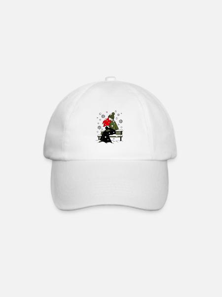 ragazza_capelli_rossi-_sotto_la_neve_con_gatto_ - Baseballkappe - Weiß/Weiß