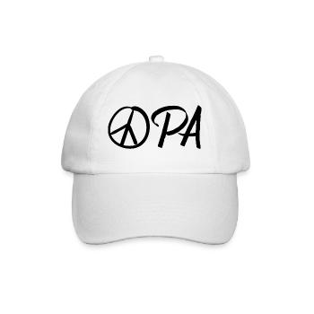 Opa mit Friedenszeichen – Schwarz - Baseballkappe - Weiß/Weiß - Vorne