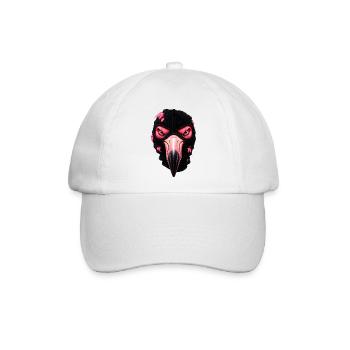 Flamingo mit Sturmhaube – Frecher Streetstyle - Baseballkappe - Weiß/Weiß - Vorne