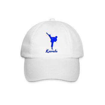 Karate Silhouette Blau - Baseballkappe - Weiß/Weiß - Vorne