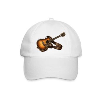 Akustikgitarre – Rustikale Vintage Musik Kunst - Baseballkappe - Weiß/Weiß - Vorne