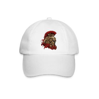 Römischer Krieger mit Löwenhelm – Antike Kunst - Baseballkappe - Weiß/Weiß - Vorne