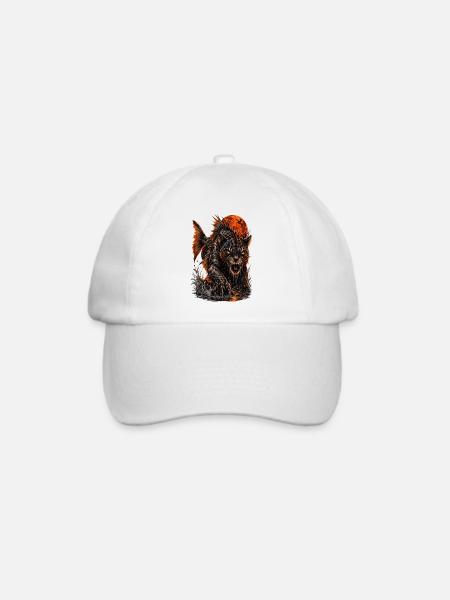 panther-piranha-hybrid-halloween-horror-bigcrea - Baseballkappe - Weiß/Weiß