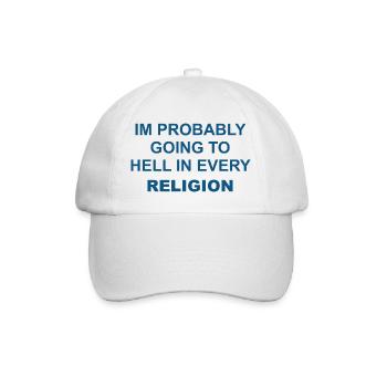 033 Religiöses Paradox Meme Tee - Baseballkappe - Weiß/Weiß - Vorne