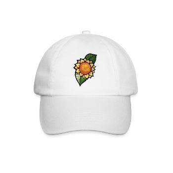 Sonnenblumen-Aquarellblüte in kräftigem Orange - Baseballkappe - Weiß/Weiß - Vorne