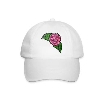 Rosa Pfingstrose auf schwarzer Seide - Baseballkappe - Weiß/Weiß - Vorne