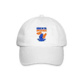 Hände im Ton. Kopf im Freien. – Töpfern - Baseballkappe - Weiß/Weiß - Vorne