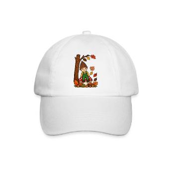EG Herbst Männlein Tannenzapfen Kind Eicheln Wald - Baseballkappe - Weiß/Weiß - Vorne
