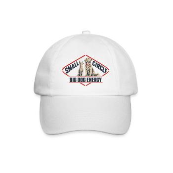 Small Circle Big Dog Energy lustiges Hundezitat - Baseballkappe - Weiß/Weiß - Vorne