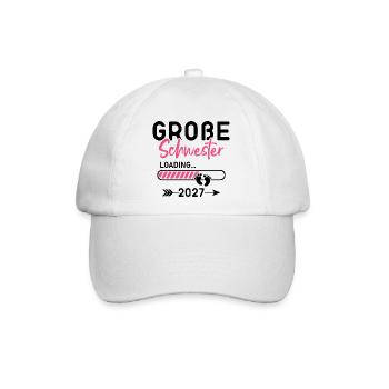 Große Schwester 2027 - Baseballkappe - Weiß/Weiß - Vorne
