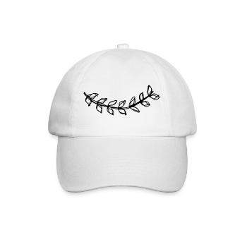 Lorbeerzweig handgezeichnet - Baseballkappe - Weiß/Weiß - Vorne