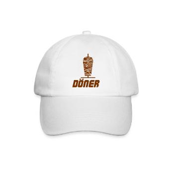 Döner Spieß Illustration - Baseballkappe - Weiß/Weiß - Vorne