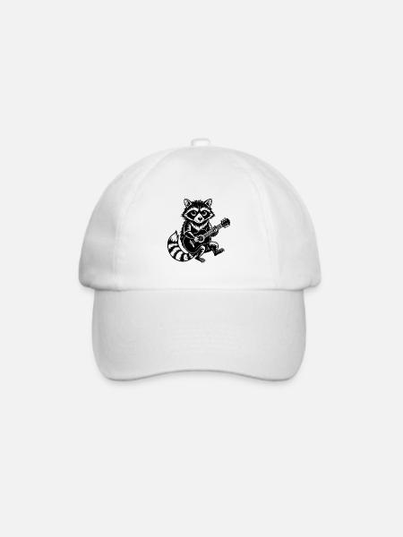 Waschbär spielt Gitarre - Baseballkappe - Weiß/Weiß