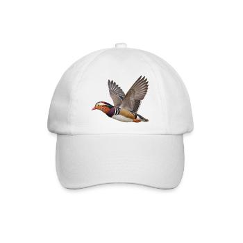 Mandarinente im Flug – farbenfroher Wasservogel - Baseballkappe - Weiß/Weiß - Vorne