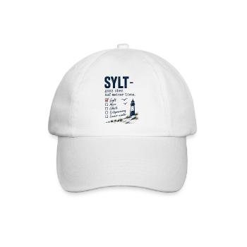 Sylt ganz oben auf meiner Liste - Baseballkappe - Weiß/Weiß - Vorne