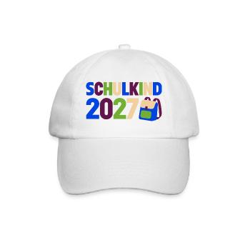 Schulkind 2027 Einschulung - Baseballkappe - Weiß/Weiß - Vorne