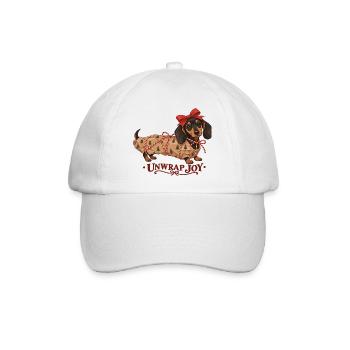 Unwrap Joy Christmas Dachshund - Baseballkappe - Weiß/Weiß - Vorne