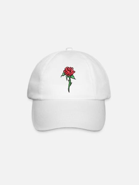 Crimson Rose Aquarell-Skizze - Baseballkappe - Weiß/Weiß