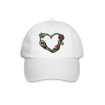 Aquarellrahmen mit Blumenherz - Baseballkappe - Weiß/Weiß - Vorne