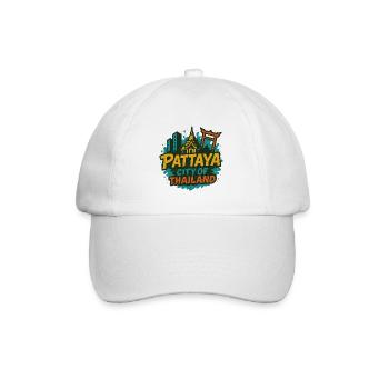 Pattaya Thailand mit Tempel im Retrolook - Baseballkappe - Weiß/Weiß - Vorne