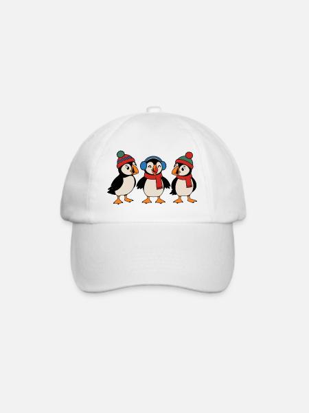 Drei Weihnachts-Papageitaucher – Weihnachten - Baseballkappe - Weiß/Weiß