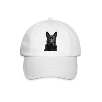 Schwarzer Schäferhund Portrait - Baseballkappe - Weiß/Weiß - Vorne