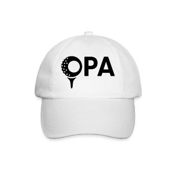 Opa mit Golfball – Schwarz - Baseballkappe - Weiß/Weiß - Vorne