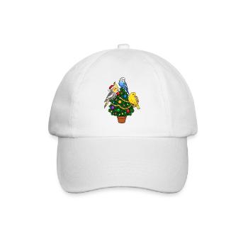 Nymphensittich, Wellensittich, Kanarienvogel, - Baseballkappe - Weiß/Weiß - Vorne
