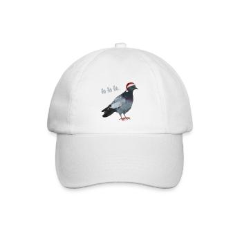 Ho Ho Ho - Taube mit Weihnachtsmütze - Baseballkappe - Weiß/Weiß - Vorne