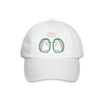 Herzchen-Igel Duo Liebesillustration - Baseballkappe - Weiß/Weiß - Vorne