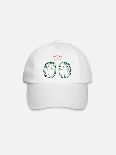 Herzchen-Igel Duo Liebesillustration - Baseballkappe - Weiß/Weiß