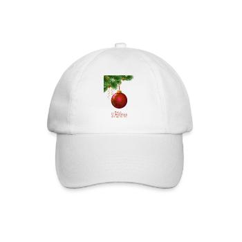 Weihnachtskugel hängt an einem Kiefernzweig. - Baseballkappe - Weiß/Weiß - Vorne