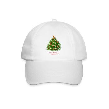 Weihnachtsbaum mit Kugeln. - Baseballkappe - Weiß/Weiß - Vorne