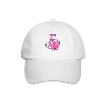PIGGI Pink Pig im Cartoon-Stil - Baseballkappe - Weiß/Weiß - Vorne