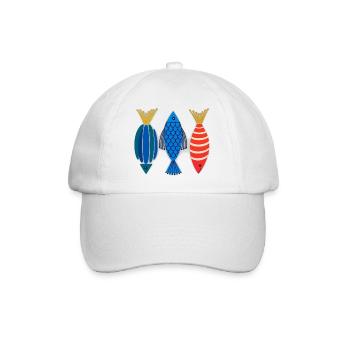 Volkskunst Fisch Meeresozean Abstraktes Grafik-Tee - Baseballkappe - Weiß/Weiß - Vorne