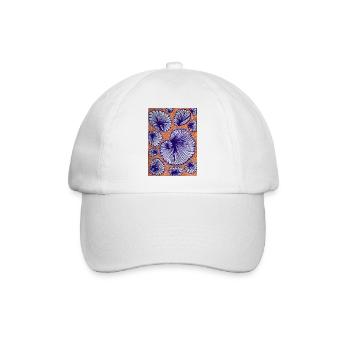 Lila Muschelornamente auf Orange - Baseballkappe - Weiß/Weiß - Vorne