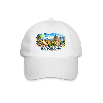 Barcelona - Espana - Spain - Spanien - spanisch - Baseballkappe - Weiß/Weiß - Vorne