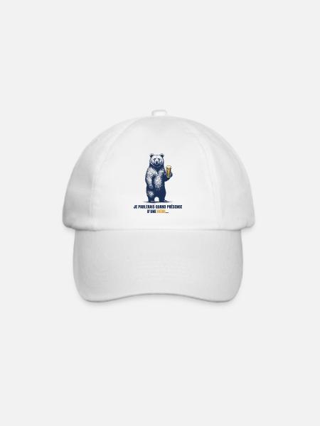 Humor Beer Bear - Baseballkappe - Weiß/Weiß