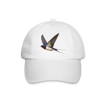Rauchschwalbe im Flug – Singvogel mit Gabelschwanz - Baseballkappe - Weiß/Weiß - Vorne