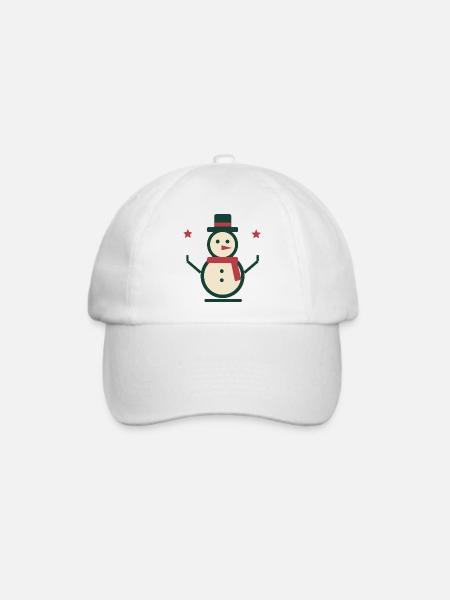 Schneemann mit Schal und Zylinder – Winter - Baseballkappe - Weiß/Weiß