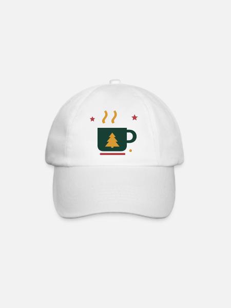 Winterkakao mit Tannenbaum – Adventsmotiv - Baseballkappe - Weiß/Weiß