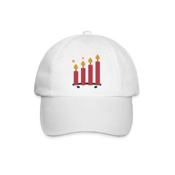 Vier Adventskerzen – ruhiges Weihnachtsmotiv - Baseballkappe - Weiß/Weiß - Vorne