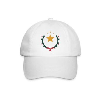 Weihnachtsstern im Kranz aus Winterzweigen - Baseballkappe - Weiß/Weiß - Vorne