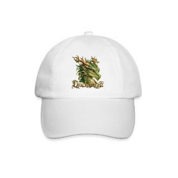 Drachenkraft – Grüner Naturdrache mit Geweih - Baseballkappe - Weiß/Weiß - Vorne