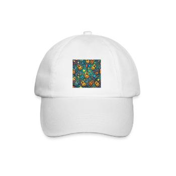 Psychedelische Gitarre Im 60er Hippie Stil - Baseballkappe - Weiß/Weiß - Vorne