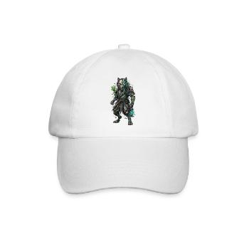 Cyber Wolf Mech Samurai Krieger - Baseballkappe - Weiß/Weiß - Vorne