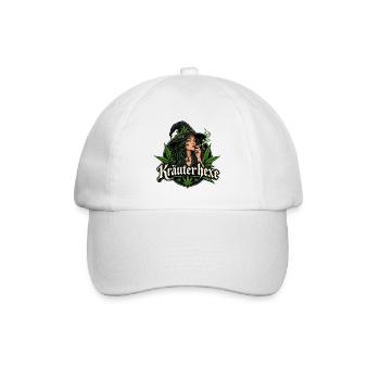 Rauchende Kräuterhexe Hanfblatt - Baseballkappe - Weiß/Weiß - Vorne